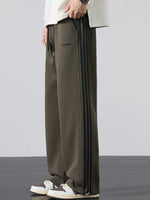 Men's Plus Size Casual Striped Wide Leg Sweatpants