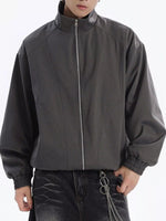 Men's Plus Size Stand Collar Zip Up Jacket