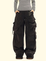 Men's Wide Leg Cargo Pants with Multiple Pockets