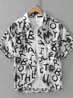Men's Plus Size Letter Print Short Sleeve Shirt
