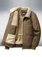 Men's Plus Size Warm Sherpa Lined Zip Up Jacket