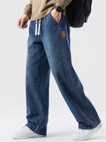 Men's Plus Size Casual Drawstring Wide-Leg Jeans