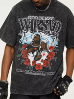 Men's God-Bless Graphic Print Vintage Wash T-Shirt