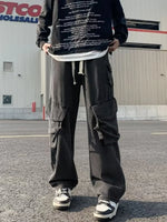 Men's Full Size Drawstring Wide Leg Cargo Jeans Plus Size